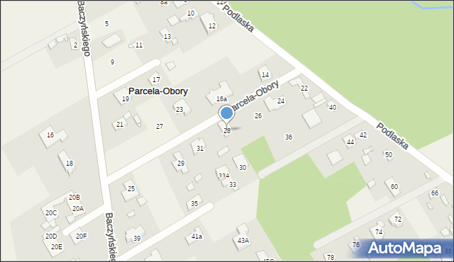 Parcela-Obory, Podlaska, 28, mapa Parcela-Obory