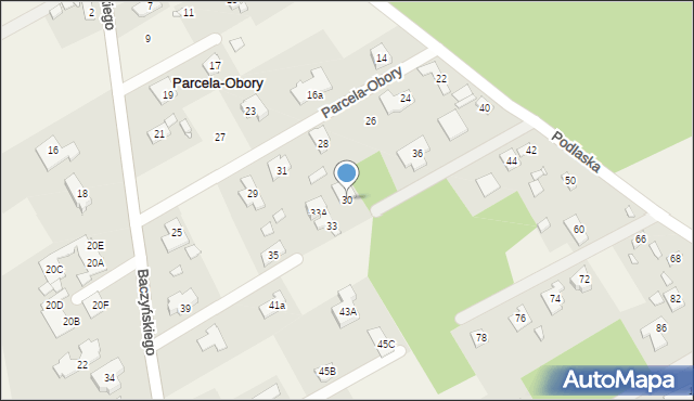 Parcela-Obory, Podlaska, 30, mapa Parcela-Obory