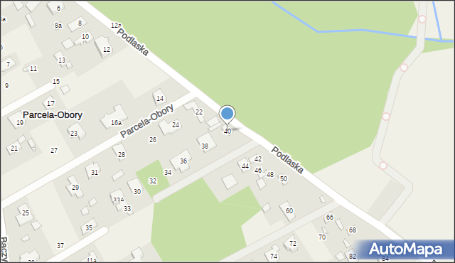 Parcela-Obory, Podlaska, 40, mapa Parcela-Obory