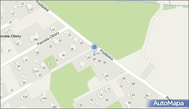 Parcela-Obory, Podlaska, 42, mapa Parcela-Obory