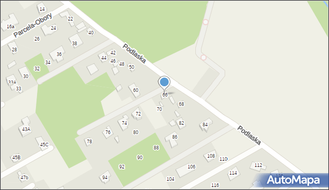 Parcela-Obory, Podlaska, 66, mapa Parcela-Obory