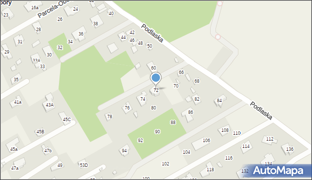 Parcela-Obory, Podlaska, 72, mapa Parcela-Obory