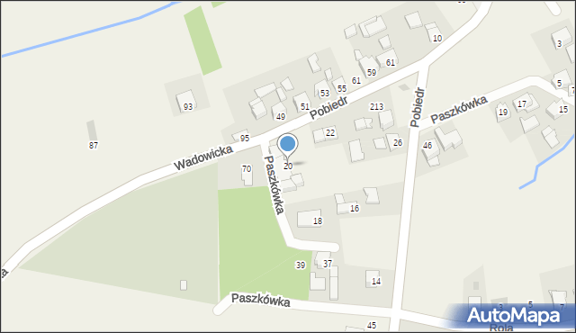 Paszkówka, Pobiedr, 20, mapa Paszkówka