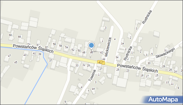 Pawłów, Powstańców Śląskich, 46, mapa Pawłów