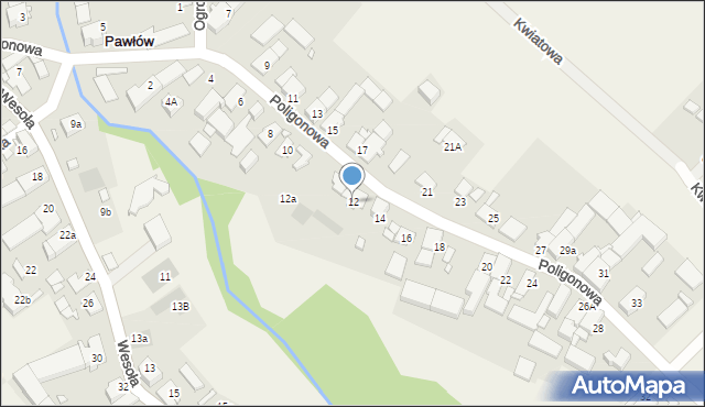 Pawłów, Poligonowa, 12, mapa Pawłów