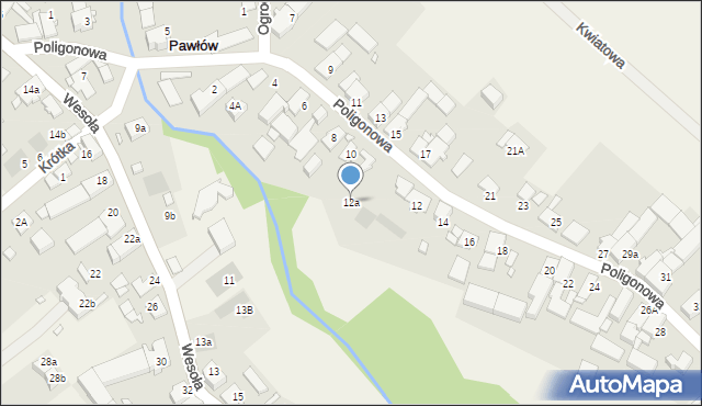 Pawłów, Poligonowa, 12a, mapa Pawłów