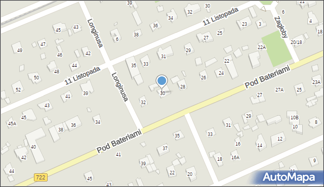 Piaseczno, Pod Bateriami, 30, mapa Piaseczno