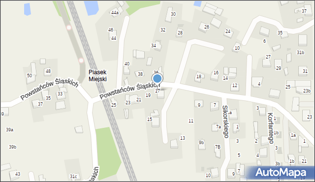 Piasek, Powstańców Śląskich, 17, mapa Piasek