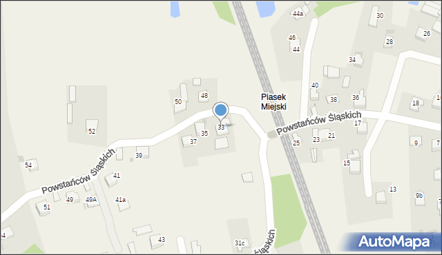 Piasek, Powstańców Śląskich, 33, mapa Piasek