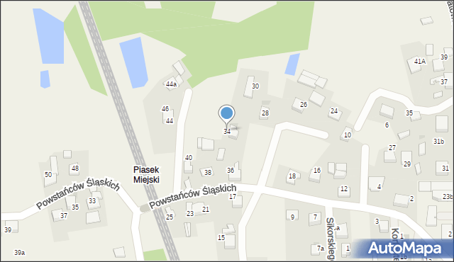 Piasek, Powstańców Śląskich, 34, mapa Piasek