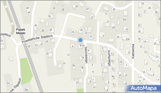 Piasek, Powstańców Śląskich, 7, mapa Piasek