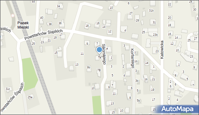 Piasek, Powstańców Śląskich, 7a, mapa Piasek