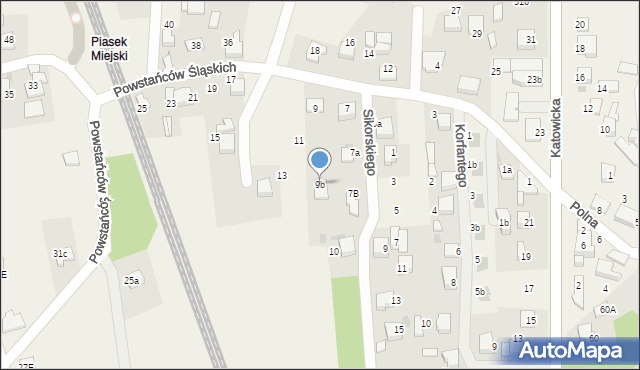 Piasek, Powstańców Śląskich, 9b, mapa Piasek