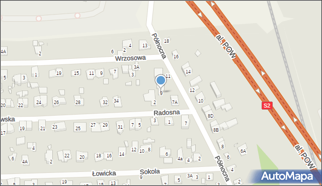 Piastów, Północna, 9, mapa Piastów