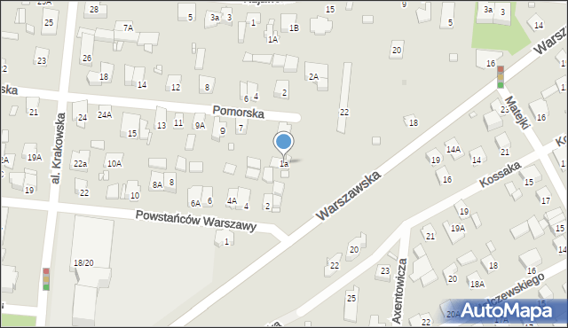 Piastów, Pomorska, 1a, mapa Piastów