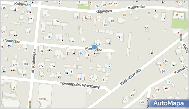 Piastów, Pomorska, 7, mapa Piastów