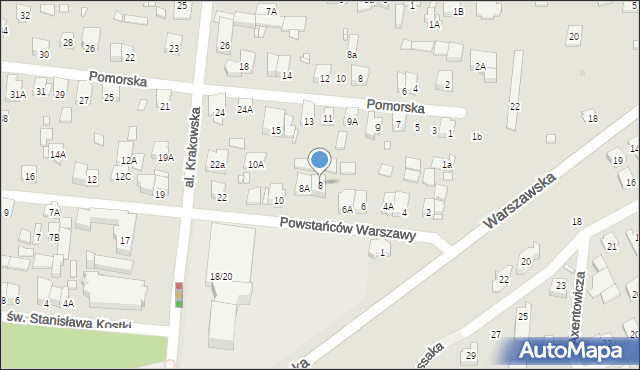 Piastów, Powstańców Warszawy, 8, mapa Piastów