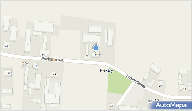 Piekary, Poziomkowa, 21, mapa Piekary