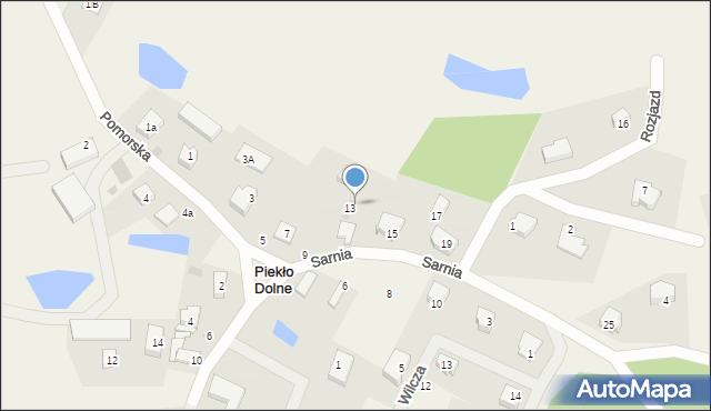 Piekło Dolne, Pomorska, 13a, mapa Piekło Dolne