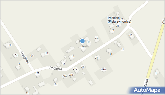 Pielgrzymowice, Podlesie, 17, mapa Pielgrzymowice