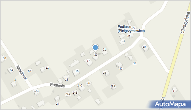 Pielgrzymowice, Podlesie, 19, mapa Pielgrzymowice