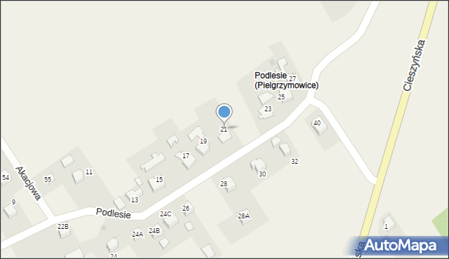 Pielgrzymowice, Podlesie, 21, mapa Pielgrzymowice