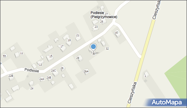 Pielgrzymowice, Podlesie, 30, mapa Pielgrzymowice