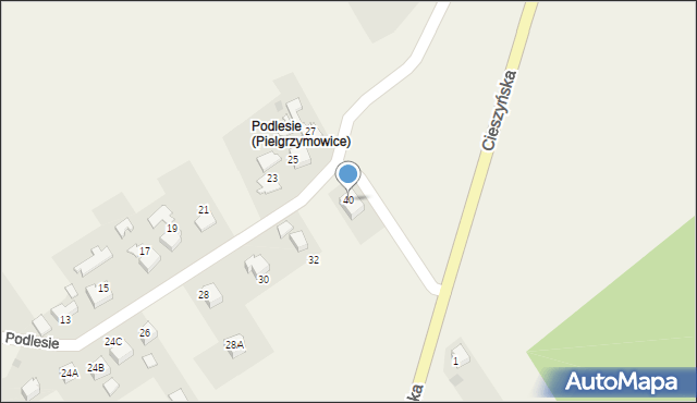 Pielgrzymowice, Podlesie, 40, mapa Pielgrzymowice