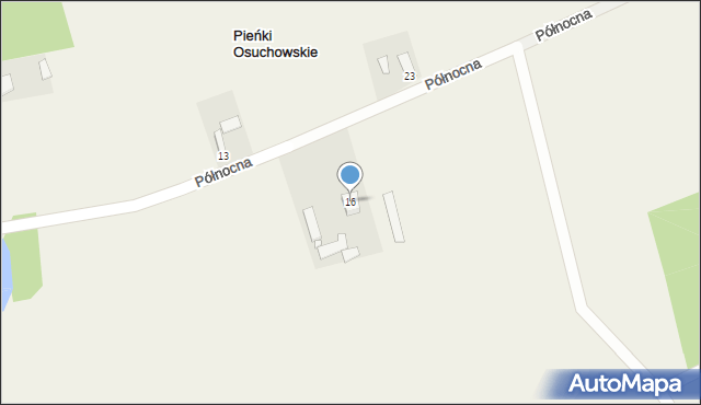 Pieńki Osuchowskie, Północna, 16, mapa Pieńki Osuchowskie