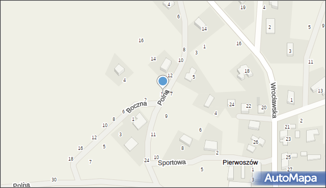 Pierwoszów, Polna, 18, mapa Pierwoszów