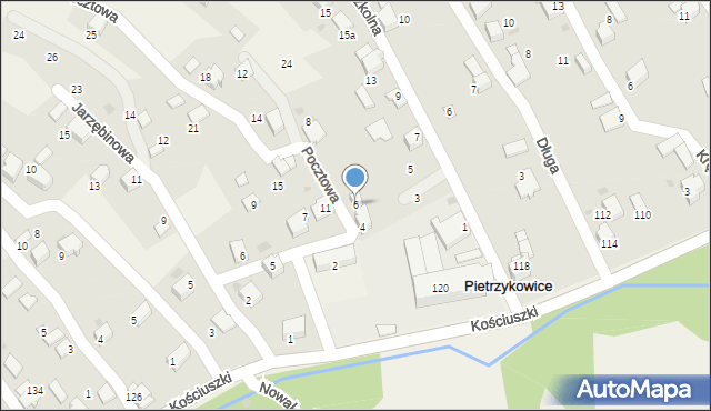 Pietrzykowice, Pocztowa, 6, mapa Pietrzykowice