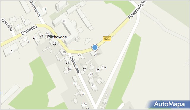 Pilchowice, Powstańców, 2, mapa Pilchowice