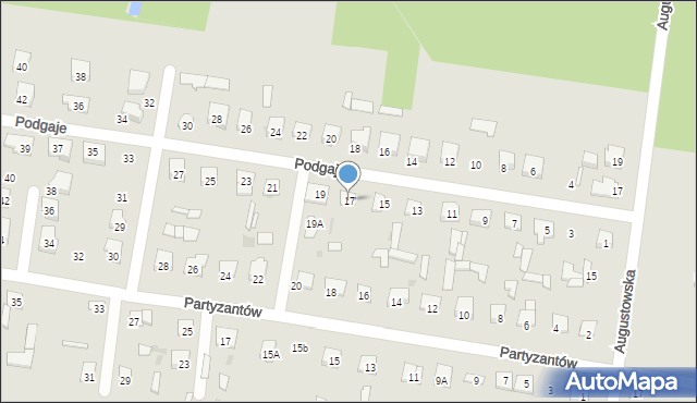 Pionki, Podgaje, 17, mapa Pionki