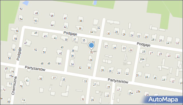 Pionki, Podgaje, 31, mapa Pionki