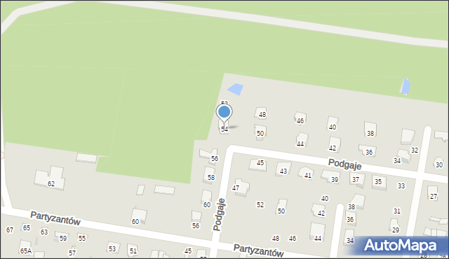 Pionki, Podgaje, 54, mapa Pionki