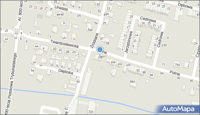 Piotrków Trybunalski, Polna, 108, mapa Piotrków Trybunalski