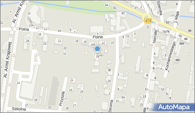 Piotrków Trybunalski, Polna, 14, mapa Piotrków Trybunalski