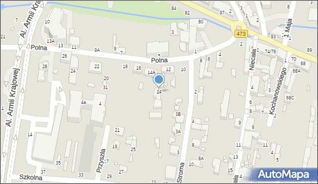 Piotrków Trybunalski, Polna, 14, mapa Piotrków Trybunalski