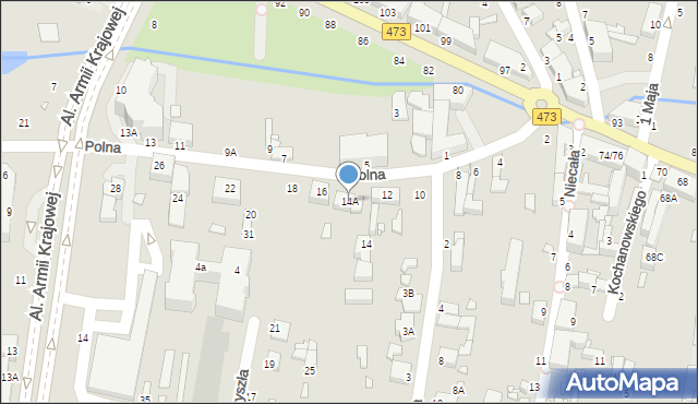 Piotrków Trybunalski, Polna, 14A, mapa Piotrków Trybunalski