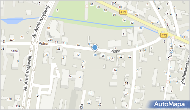 Piotrków Trybunalski, Polna, 18, mapa Piotrków Trybunalski