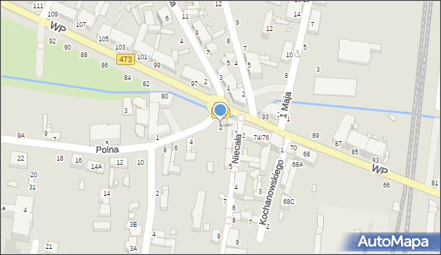 Piotrków Trybunalski, Polna, 2, mapa Piotrków Trybunalski