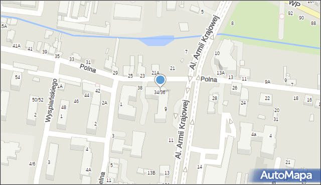 Piotrków Trybunalski, Polna, 34/36, mapa Piotrków Trybunalski