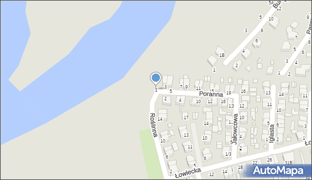 Piotrków Trybunalski, Poranna, 1, mapa Piotrków Trybunalski