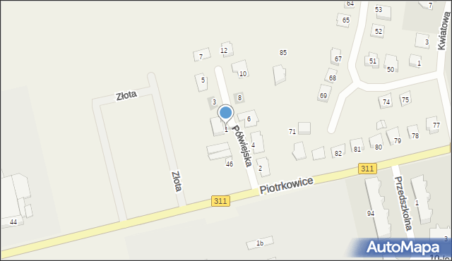 Piotrkowice, Półwiejska, 1, mapa Piotrkowice