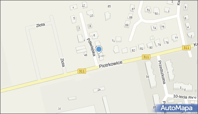 Piotrkowice, Półwiejska, 2, mapa Piotrkowice