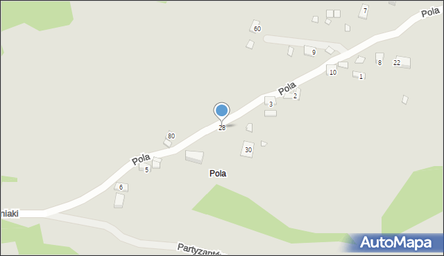 Piwniczna-Zdrój, Pola, 28, mapa Piwniczna-Zdrój