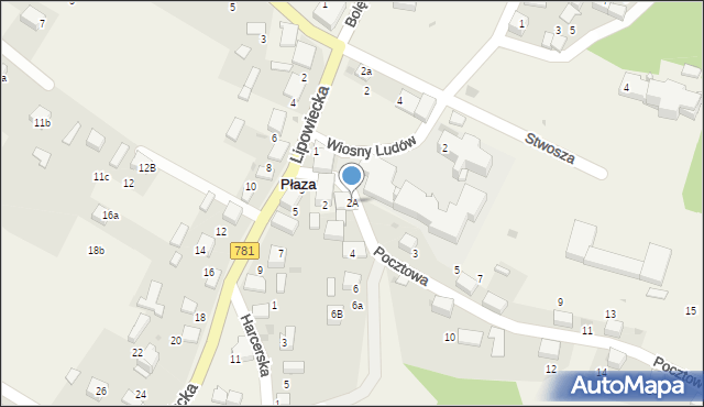 Płaza, Pocztowa, 2A, mapa Płaza