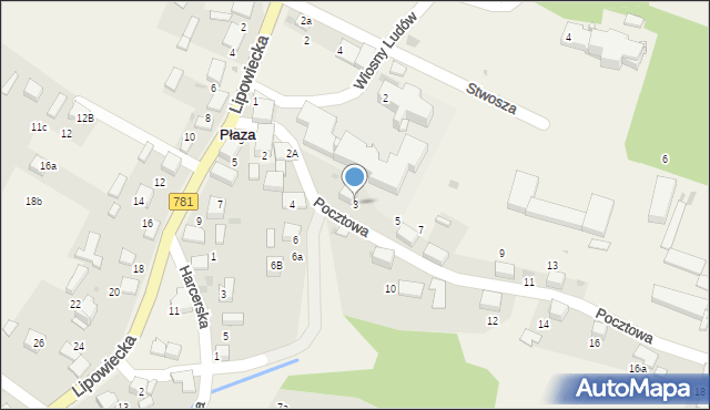 Płaza, Pocztowa, 3, mapa Płaza