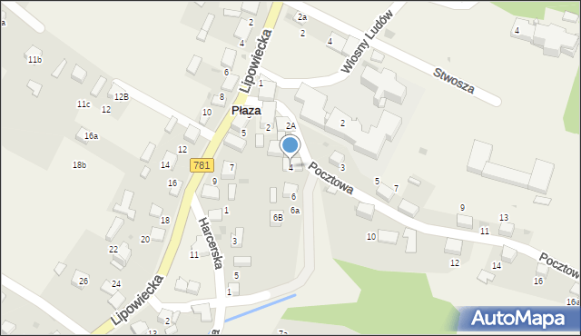 Płaza, Pocztowa, 4, mapa Płaza