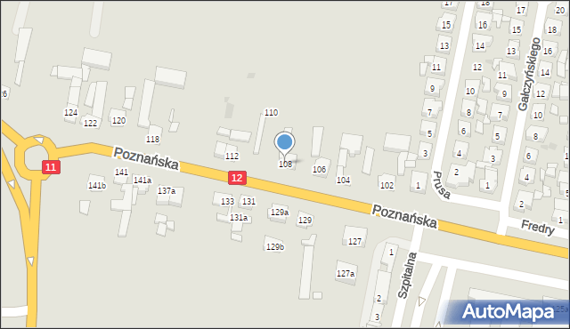 Pleszew, Poznańska, 108, mapa Pleszew